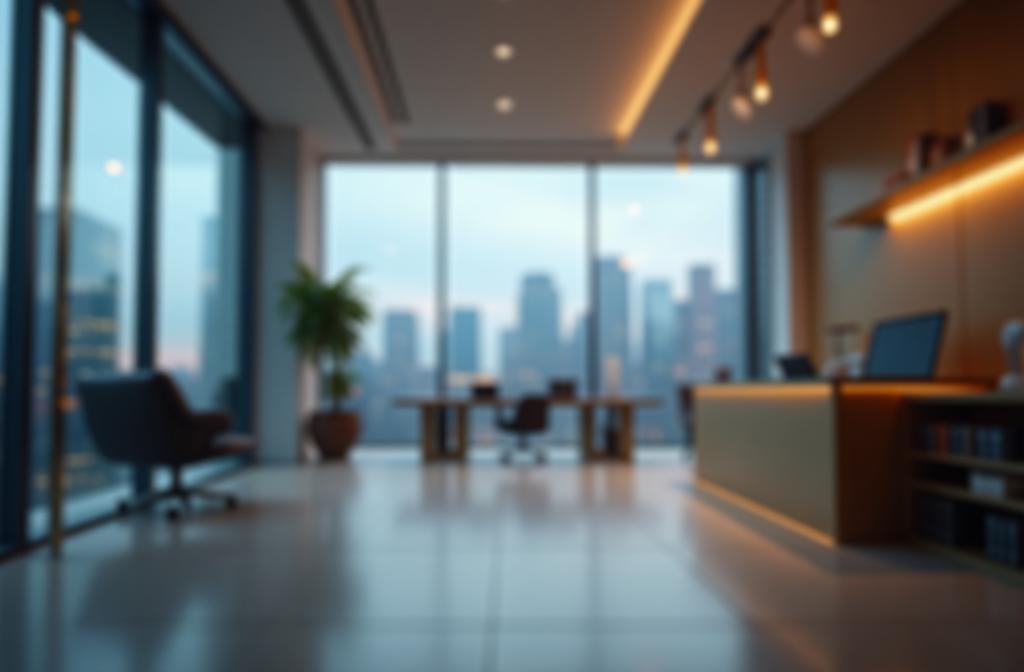 Background image depicting a modern, professional legal environment.